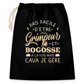 Bogosse Climber Kletterhumor - Geschenkbeutel aus Baumwolle (40 x 50 cm) - Schwarz - Vorne