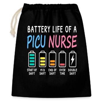 Niveau de batterie d’une infirmière en soins intensifs pédiatriques Humour - Sac cadeau 40 x 50 cm - noir - Devant