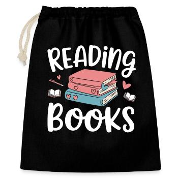 Bücher lesen - Geschenkbeutel aus Baumwolle (40 x 50 cm) - Schwarz - Vorne