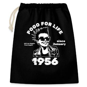 70. Geburtstag Pogo for life since 01/1956 - Geschenkbeutel aus Baumwolle (40 x 50 cm) - Schwarz - Vorne