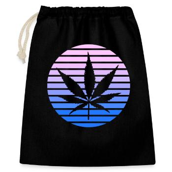 Cannabis Hemp Leaf Retro Sunset Vintage Style - Gift Bag 40 x 50 cm - black - Front