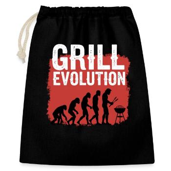 Grill Evolution Lustiger Grillmeister Spruch - Geschenkbeutel aus Baumwolle (40 x 50 cm) - Schwarz - Vorne