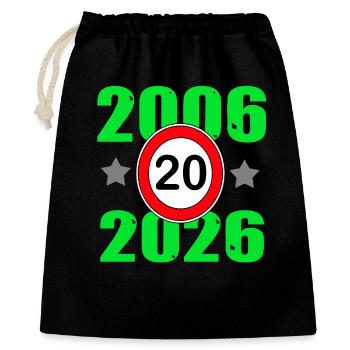 20 ans, 20e anniversaire 2026 - Sac cadeau 40 x 50 cm - noir - Devant