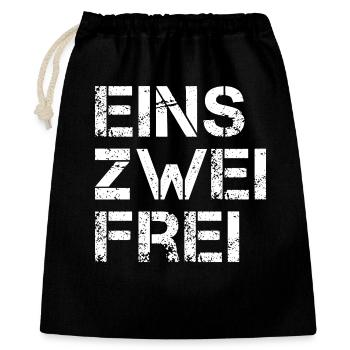 Eins Zwei Frei - Geschenkbeutel aus Baumwolle (40 x 50 cm) - Schwarz - Vorne