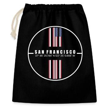 San Francisco Koordinaten - Geschenkbeutel aus Baumwolle (40 x 50 cm) - Schwarz - Vorne
