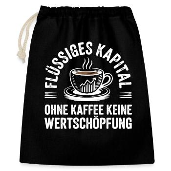 Flüssiges Kapital - Lustiges Kaffee Büro Design - Geschenkbeutel aus Baumwolle (40 x 50 cm) - Schwarz - Vorne