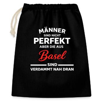 Basel Männer Nicht Perfekt Spruch - Geschenkbeutel aus Baumwolle (40 x 50 cm) - Schwarz - Vorne