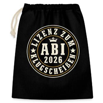 Abi 2026 - Lizenz Zum Klugscheißen - Geschenkbeutel aus Baumwolle (40 x 50 cm) - Schwarz - Vorne