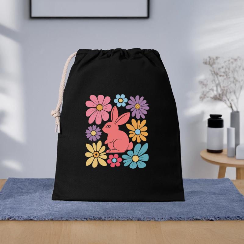 Happy Easter Bunny Boho Geschenkbeutel aus Baumwolle (40 x 50 cm)
