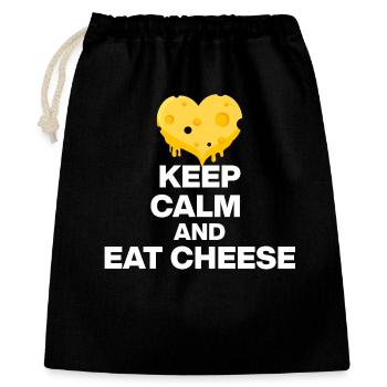 KEEP CALM AND EAT CHEESE, CHEESE JUNKIE GIFT 🧀 - Gift Bag 40 x 50 cm - black - Front