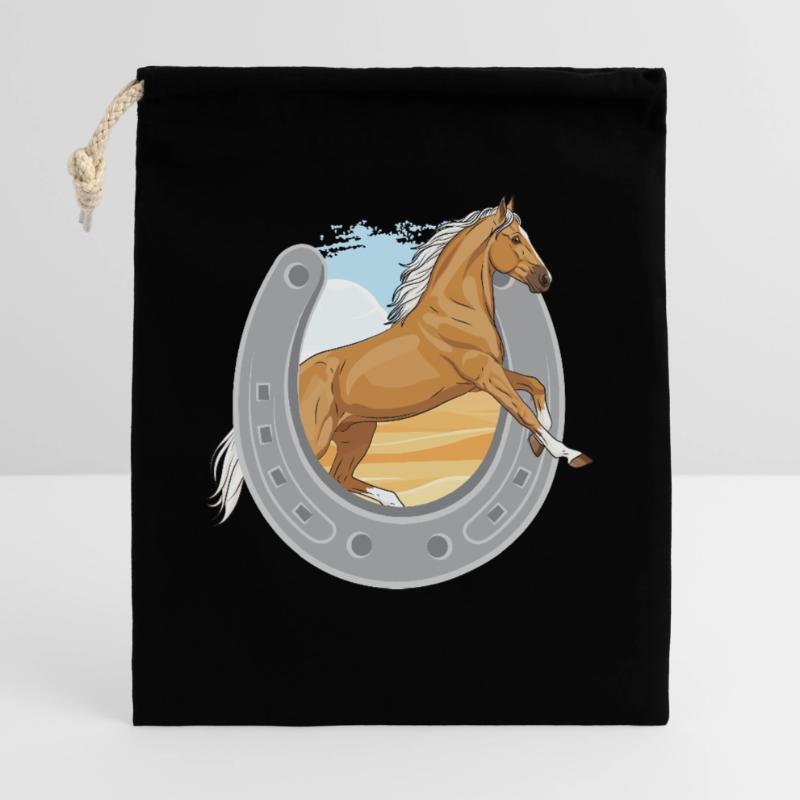 Ein springendes Palomino-Pferd, das ein Eisen durchbohrt Geschenkbeutel aus Baumwolle (40 x 50 cm)