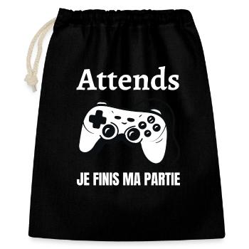 Wait, I'm finishing my game - Gift Bag 40 x 50 cm - black - Front