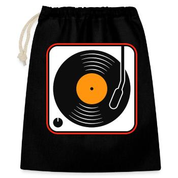 Retro-Vinyl-Album auf dem Plattenspieler - Geschenkbeutel aus Baumwolle (40 x 50 cm) - Schwarz - Vorne