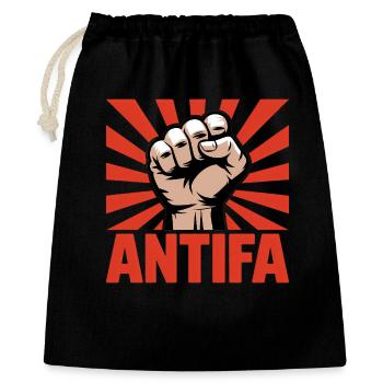 Antifa - Produits dérivés antifascistes - Sac cadeau 40 x 50 cm - noir - Devant