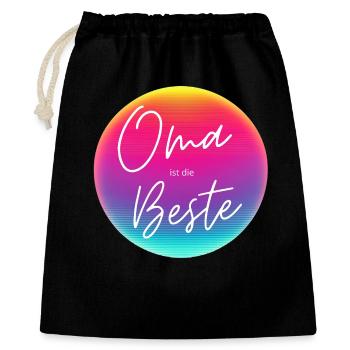 Oma ist die Beste! Neon Kreis Personalisierbar - Geschenkbeutel aus Baumwolle (40 x 50 cm) - Schwarz - Vorne