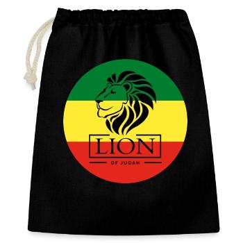 Lion of Judah Haile Selassie I Jah Rastafari Rasta - Geschenkbeutel aus Baumwolle (40 x 50 cm) - Schwarz - Vorne