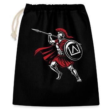 Spartan Spear Angriff Maskottchen Spartan Speer - Geschenkbeutel aus Baumwolle (40 x 50 cm) - Schwarz - Vorne