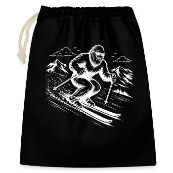 Bigfoot Sasquatch Skifahrer in den Bergen - Geschenkbeutel aus Baumwolle (40 x 50 cm) - Schwarz - Vorne