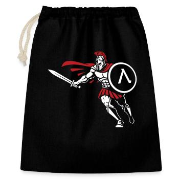 Spartan Attack Sword Shield Spartan-Maskottchen - Geschenkbeutel aus Baumwolle (40 x 50 cm) - Schwarz - Vorne