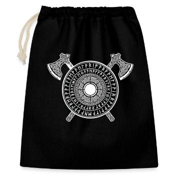 Viking Runic Shield and Norse Crusader Axes - Gift Bag 40 x 50 cm - black - Front