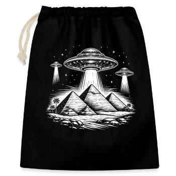 Pyramiden UFO Ägypten Mystery Ancient Aliens - Geschenkbeutel aus Baumwolle (40 x 50 cm) - Schwarz - Vorne