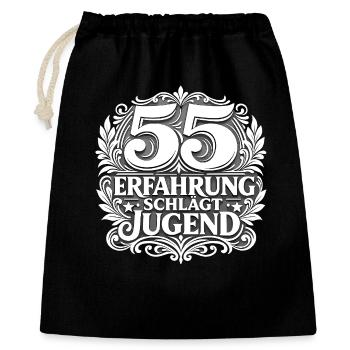 55 Erfahrung schlägt Jugend - Geschenkbeutel aus Baumwolle (40 x 50 cm) - Schwarz - Vorne