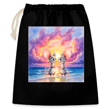 Little mice at sunset on the beach - Gift Bag 40 x 50 cm - black - Front