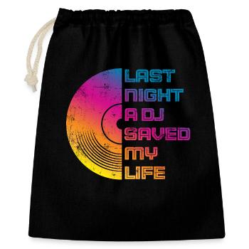 Hier soir, un dj m’a sauvé la vie - Sac cadeau 40 x 50 cm - noir - Devant