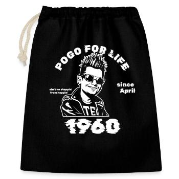 66. Geburtstag Pogo for life since 04/1960 - Geschenkbeutel aus Baumwolle (40 x 50 cm) - Schwarz - Vorne
