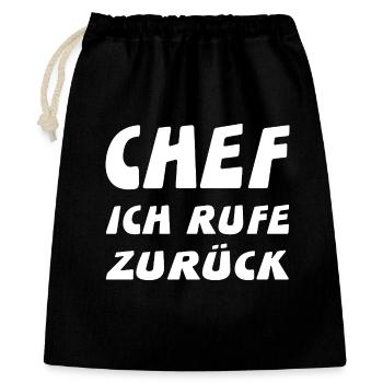 Chef - Geschenkbeutel aus Baumwolle (40 x 50 cm) - Schwarz - Vorne