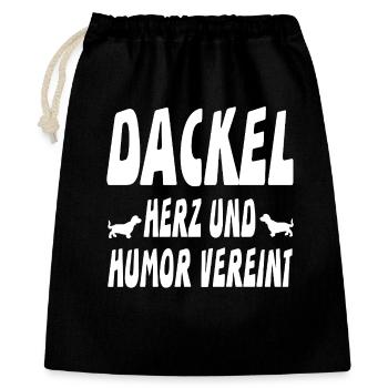 Dackel - Geschenkbeutel aus Baumwolle (40 x 50 cm) - Schwarz - Vorne