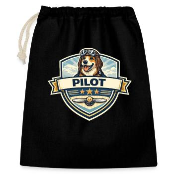 Dessin animé du badge de pilote chien - Sac cadeau 40 x 50 cm - noir - Devant