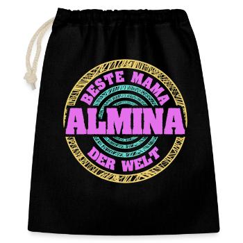 Beste Mama der Welt Allmina - Geschenkbeutel aus Baumwolle (40 x 50 cm) - Schwarz - Vorne