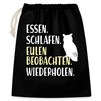 Eulen Beobachten Eule Ornithologen Vogel Uhu Kauz - Geschenkbeutel aus Baumwolle (40 x 50 cm) - Schwarz - Vorne