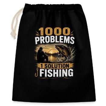 1000 problèmes 1 Solution Conception de la pêche à la carpe - Sac cadeau 40 x 50 cm - noir - Devant