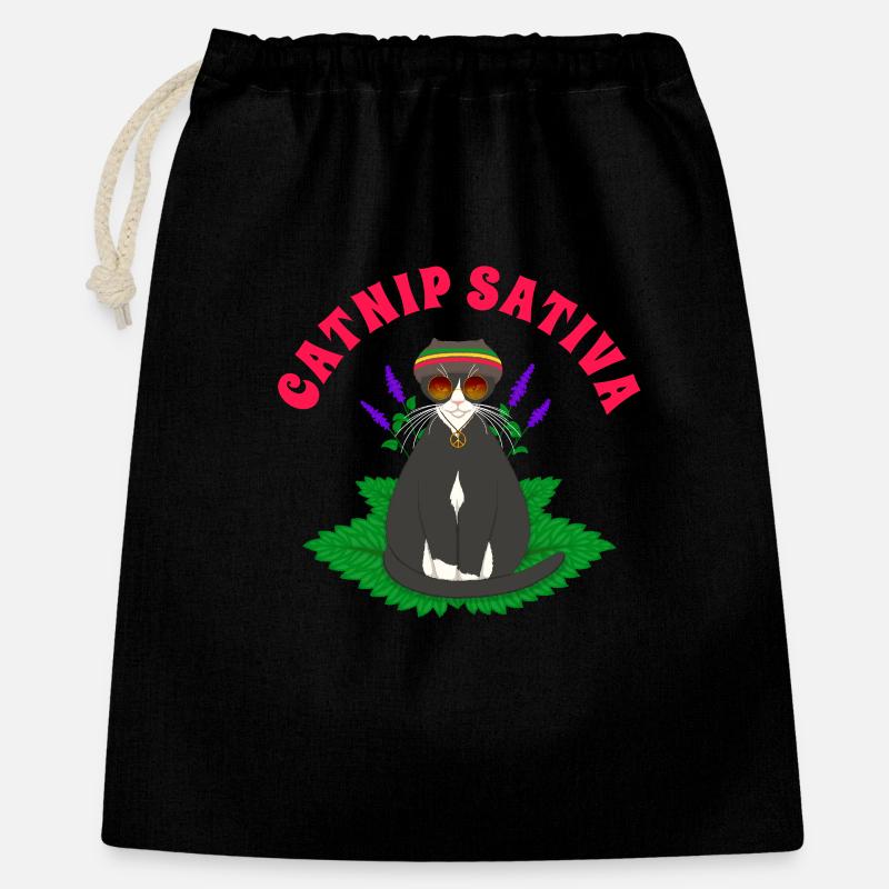 Catnip Sativa - Geschenkbeutel aus Baumwolle (40 x 50 cm) - Schwarz