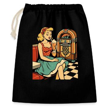 Retro 50s Diner Pin-Up Girl Milkshake Poster - Gift Bag 40 x 50 cm - black - Front