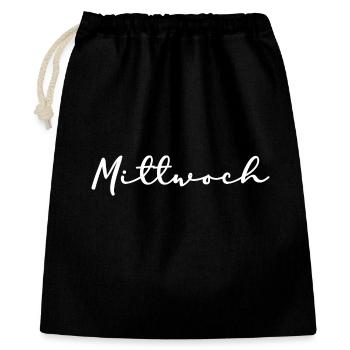 Mittwoch Wochentage Shirt weiß Handschrift - Geschenkbeutel aus Baumwolle (40 x 50 cm) - Schwarz - Vorne