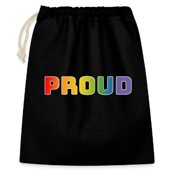 Regenbogen proud weiss - Geschenkbeutel aus Baumwolle (40 x 50 cm) - Schwarz - Vorne