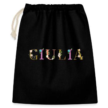 GIULIA name decorated with flowers - Gift Bag 40 x 50 cm - black - Front