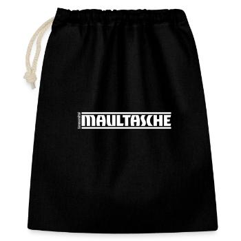 „Genussmittel“ Serie | Maultasche - Geschenkbeutel aus Baumwolle (40 x 50 cm) - Schwarz - Vorne