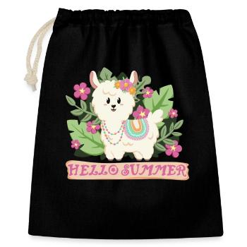 Hello summer llama alpaca in summer mood - Gift Bag 40 x 50 cm - black - Front