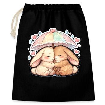 Cuddly rain rabbits under umbrella - Gift Bag 40 x 50 cm - black - Front