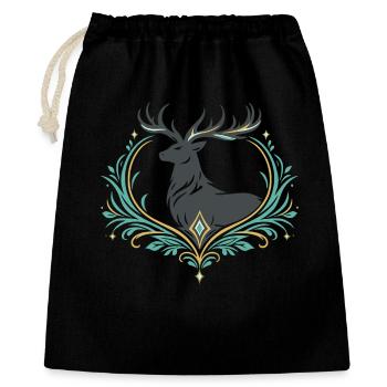 Deer in ornamental heart - Gift Bag 40 x 50 cm - black - Front