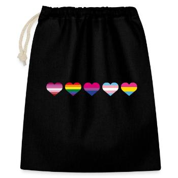 Regenbogen Herz - Geschenkbeutel aus Baumwolle (40 x 50 cm) - Schwarz - Vorne