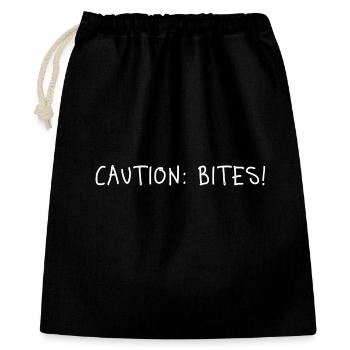 Caution: Bites! – Minimalistisches Statement - Geschenkbeutel aus Baumwolle (40 x 50 cm) - Schwarz - Vorne