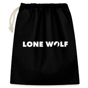 Lone wolf lettering in white - Gift Bag 40 x 50 cm - black - Front