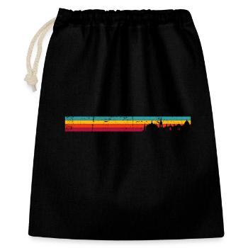 Retro Skyline Sonnenuntergang Silhouette - Geschenkbeutel aus Baumwolle (40 x 50 cm) - Schwarz - Vorne