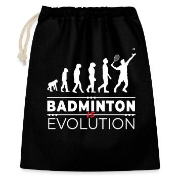Badminton is evolution - Message Humor Parodie - Geschenkbeutel aus Baumwolle (40 x 50 cm) - Schwarz - Vorne
