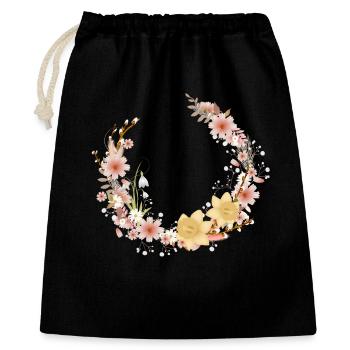 Couronne de fleurs, jonquilles printanières et chatons de palmier - Sac cadeau 40 x 50 cm - noir - Devant